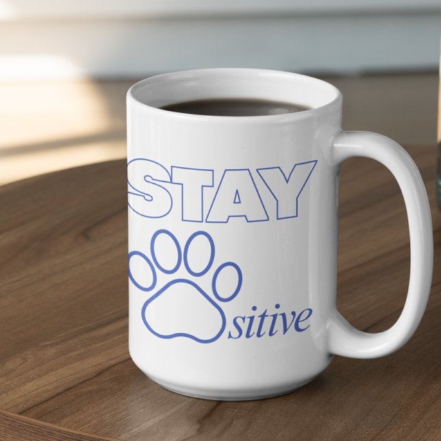 Caneca De Café Fique Pawsitivo em Azul  (Criador carregado)