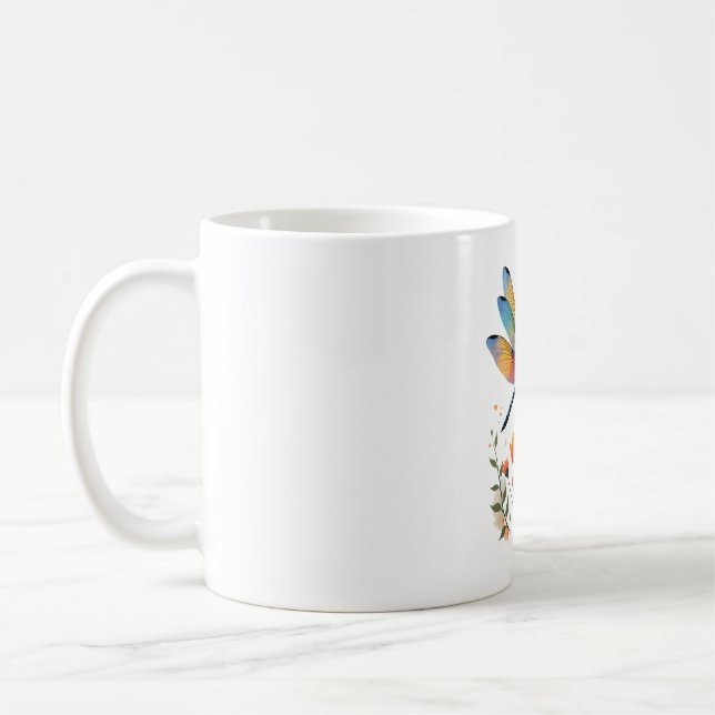 Caneca De Café Fique quieto e conheça Floral Dragonfly Christian  (Esquerda)