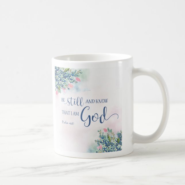 Caneca De Café Fique quieto e saiba que sou Deus, Ps 46:10 (Direita)