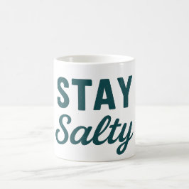 Caneca De Café Fique Salgado Vida Costeira Teal Oceano Gráfico Su