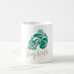 Caneca De Café Fique Selvagem Crânio Barbudo Moderno