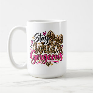 Caneca De Café Fique Selvagem Estampa de Leopardo Rosa Deslumbran