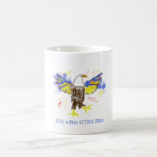 Caneca De Café Fique Selvagem Pequeno Pássaro Desenho de Águia Fo
