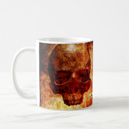 Caneca De Café Fique Spooky. Crânio humano 3D.