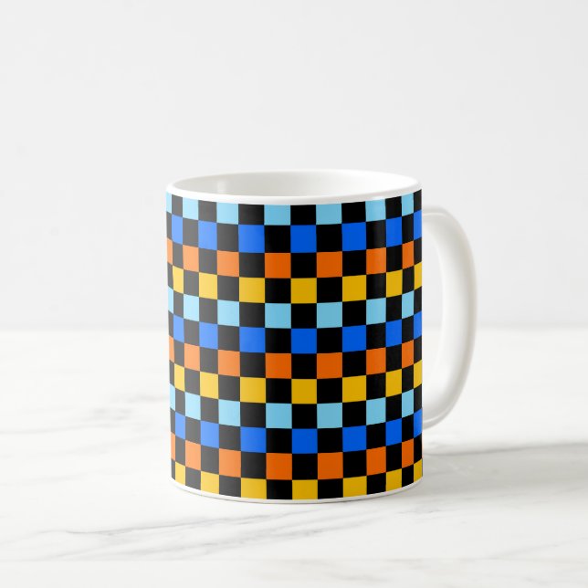 Caneca De Café Fire and ice checkerboard pattern (Frente Esquerda)