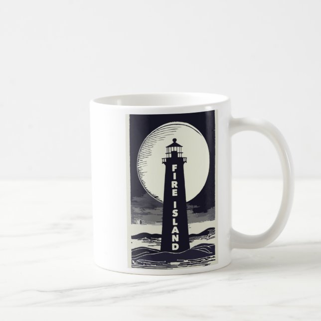 Caneca De Café Fire Island Lighthouse New York Moon  (Direita)