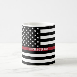 Caneca De Café Firefighter Thin Red Line American Flag Add Name