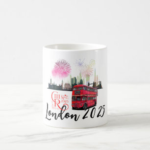 Caneca De Café Fireworks Red Bus Coronation 2025 de Londres