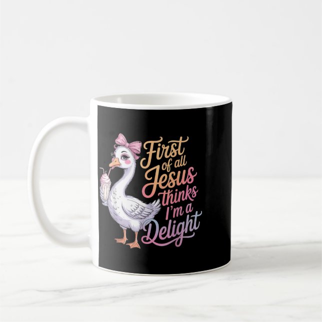 Caneca De Café First Of Jesus Thinks A Delight Funny Goose Meme (Esquerda)