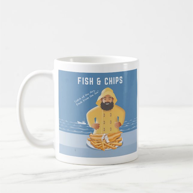 Caneca De Café Fish and Chips (Esquerda)