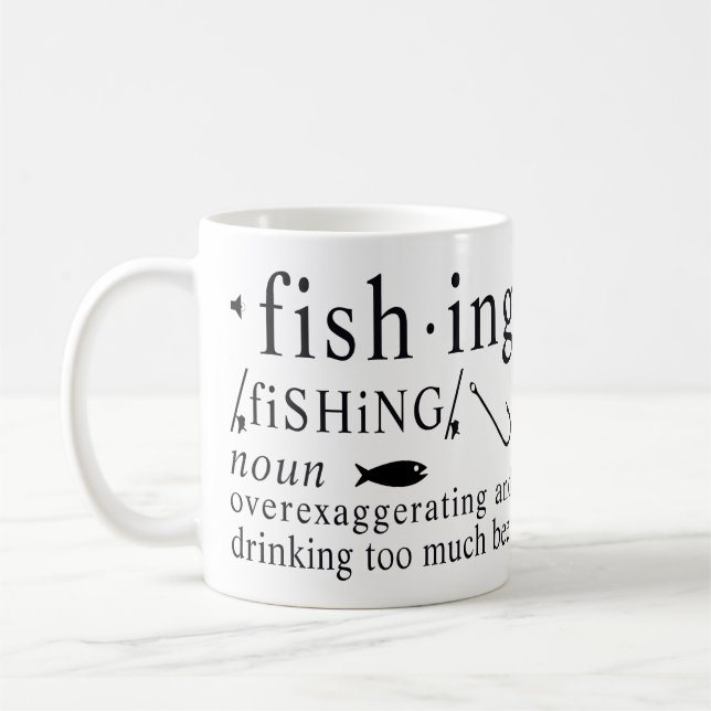 Caneca De Café Fishing Definition Beer Exaggeration Hooks Humor (Esquerda)