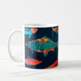 Caneca De Café Fissuras por aquarela: Azul Profundo sem costura