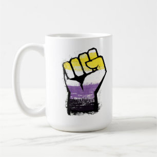 Caneca De Café Fist de Protesto de Orgulho Não-Binário