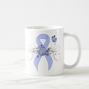 Caneca De Café Fita Azul Claro com Borboleta