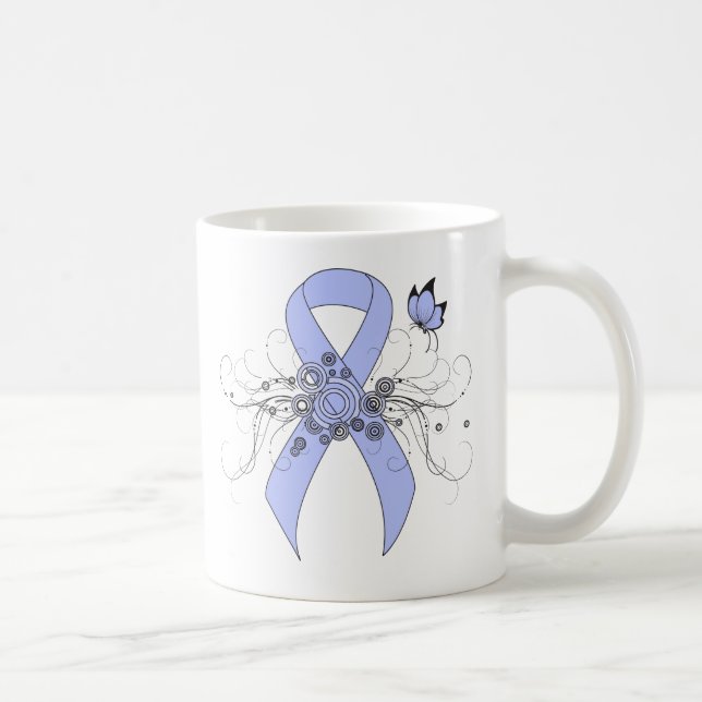 Caneca De Café Fita Azul Claro com Borboleta (Direita)