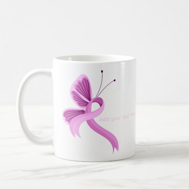 Caneca De Café Fita-borboleta-de-vidro-rosa (Esquerda)