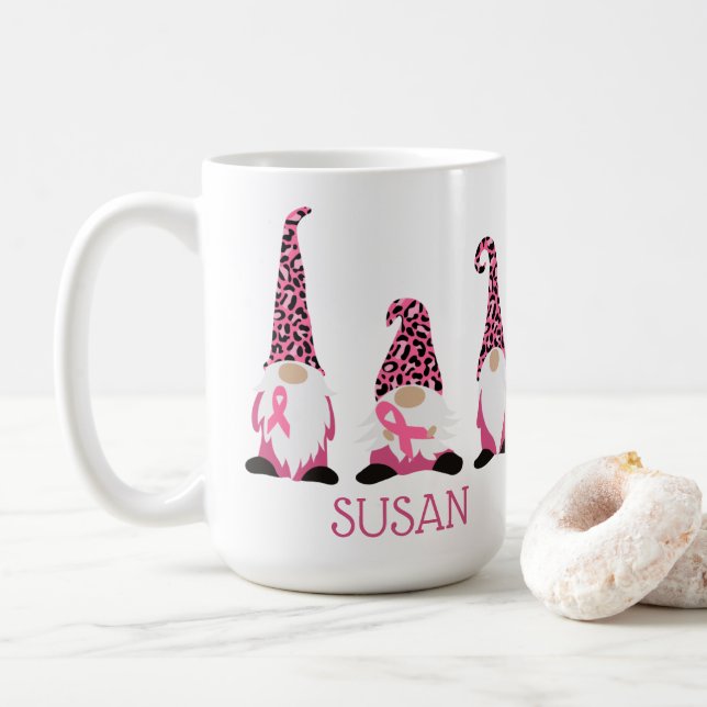 Caneca De Café Fita Cor-de-rosa Personalizada (Com Donut)
