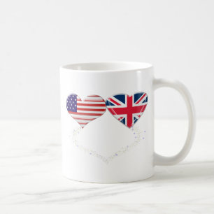 Caneca De Café Fita da bandeira e de relógio dos corações do