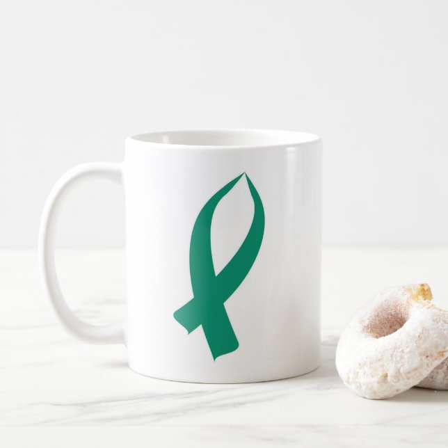Caneca De Café Fita da consciência (cerceta) (Com Donut)