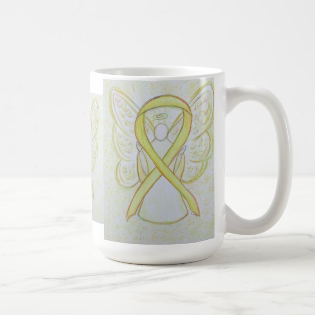 Caneca De Café Fita de Altura Amarela Fita Angel Art Coffee Mug (Direita)