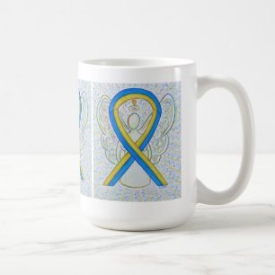 Caneca De Café Fita de anjo de arte azul e amarela
