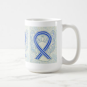 Caneca De Café Fita de anjo de arte azul e branca