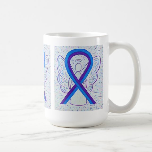 Caneca De Café Fita de anjo de arte azul e roxa (Direita)