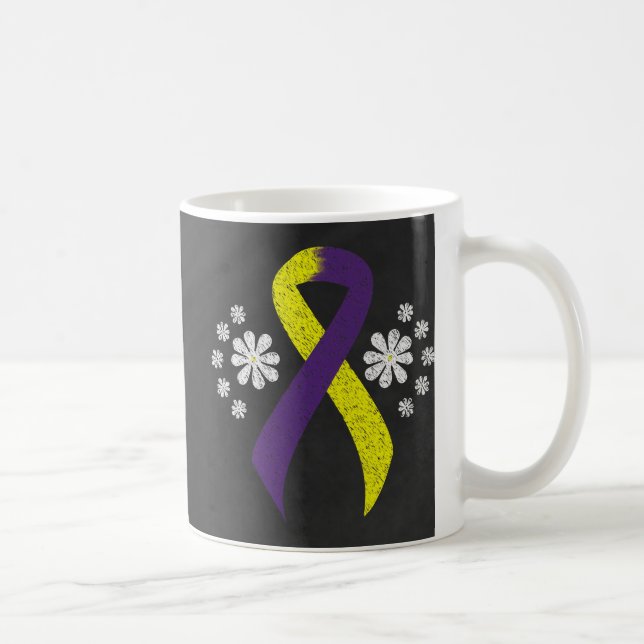 Caneca De Café Fita de Consciência Roxo e Amarelo (Direita)