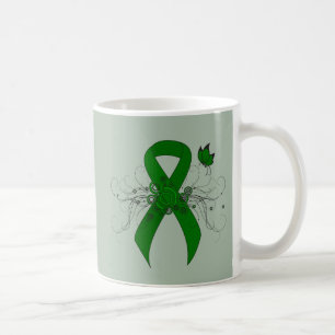Caneca De Café Fita de Consciência Verde com Borboleta