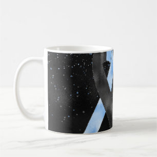 Caneca De Café Fita de Conscientização Azul Preta Design de Canec