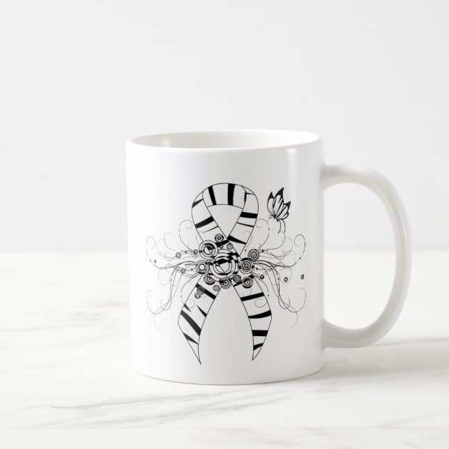 Caneca De Café Fita de Impressão Zebra com Borboleta (Direita)