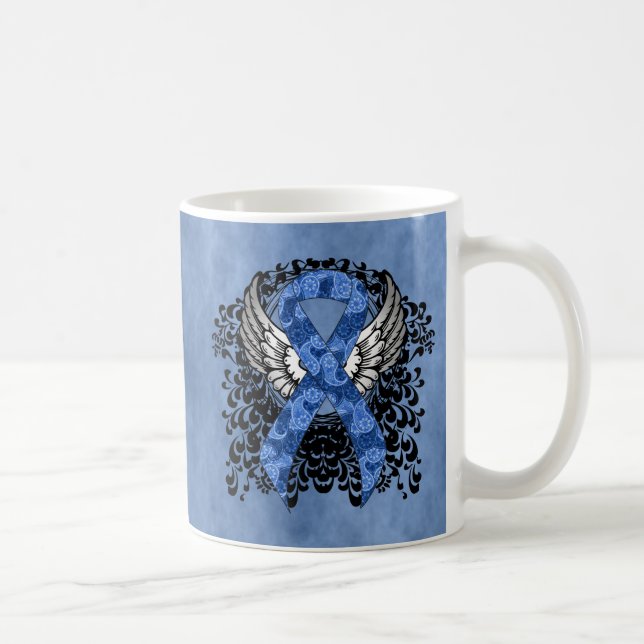 Caneca De Café Fita de Paisley Azul com Asas (Direita)
