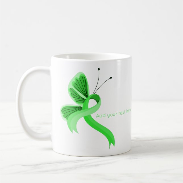 Caneca De Café Fita de reconhecimento da borboleta verde-clara (Esquerda)