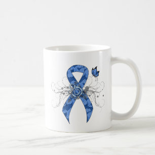 Caneca De Café Fita de salsa azul com borboleta