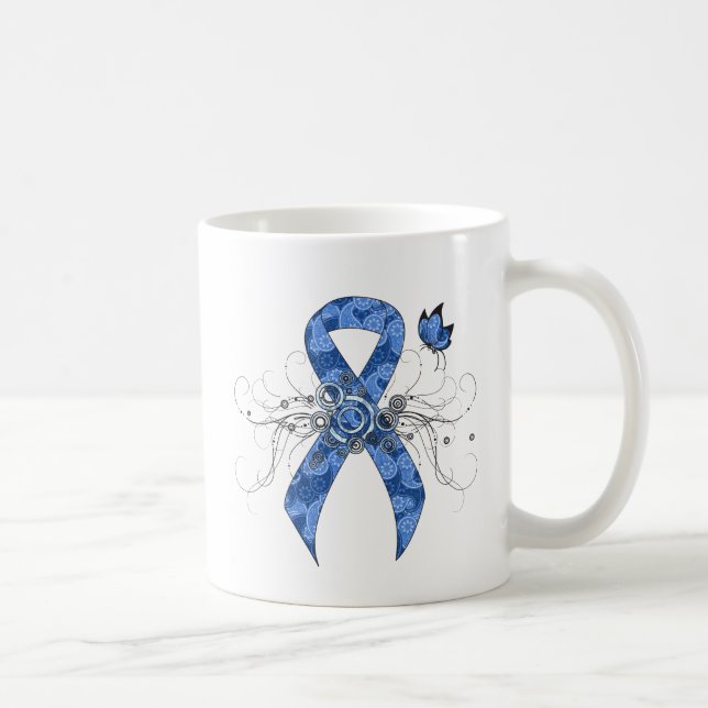Caneca De Café Fita de salsa azul com borboleta (Direita)