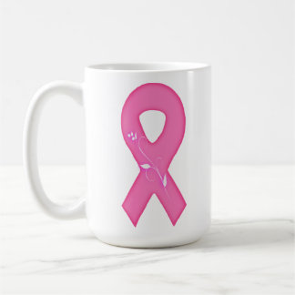 Caneca De Café Fita De Sensibilização Do Cancer Com Flor
