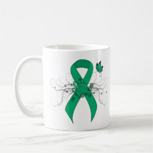 Caneca De Café Fita de Sensibilização Jade com Borboleta