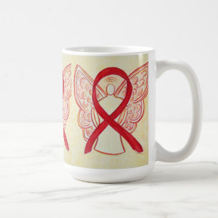 Caneca De Café Fita de Sensibilização Vermelha Angel Art Mug