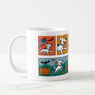 Caneca De Café Fita e Dia de as Bruxas engraçado com fantasmas e