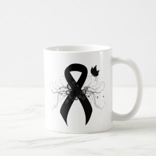 Caneca De Café Fita Preta com Borboleta