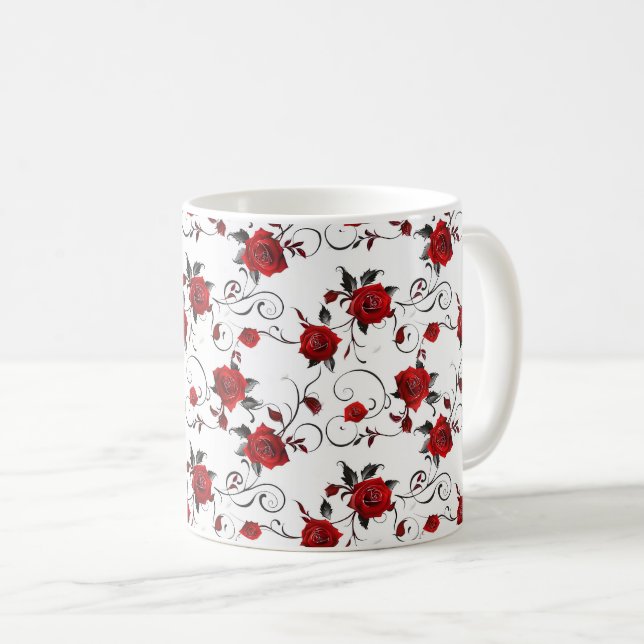 Caneca De Café Fita Romântica Romântica Chic Cuta Elegante (Frente Esquerda)