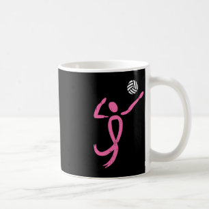 Caneca De Café Fita Rosa de Voleibol Sensibilização para o Cancer