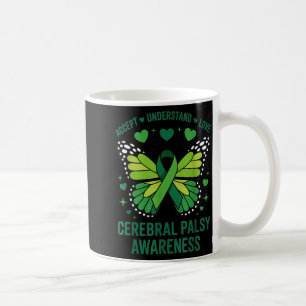 Caneca De Café Fita Verde Borboleta Conscientização Paralisia Cer