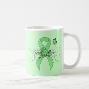 Caneca De Café Fita Verde Claro com Borboleta