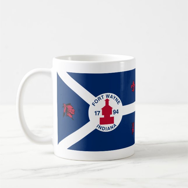 Caneca De Café Flag Fort Wayne, Indiana Coffee Mug (Esquerda)