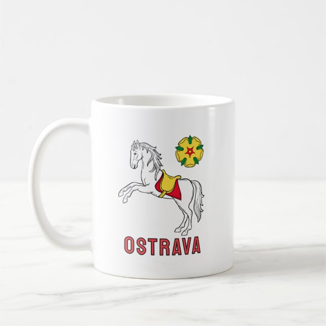 Caneca De Café Flag of Ostrava, Czech Republic (Esquerda)