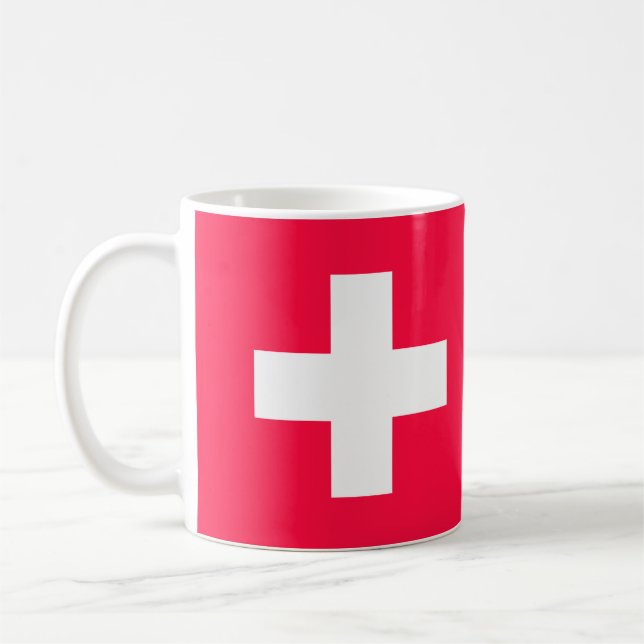 Caneca De Café Flag of Switzerland modified - Suíça Suisse - (Esquerda)