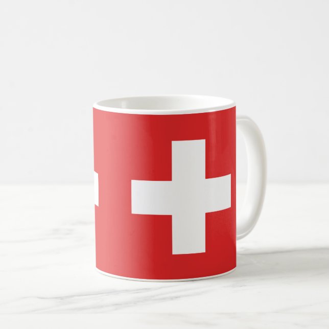 Caneca De Café Flag of Switzerland Svizzera - Suíça Suisse - (Frente Esquerda)