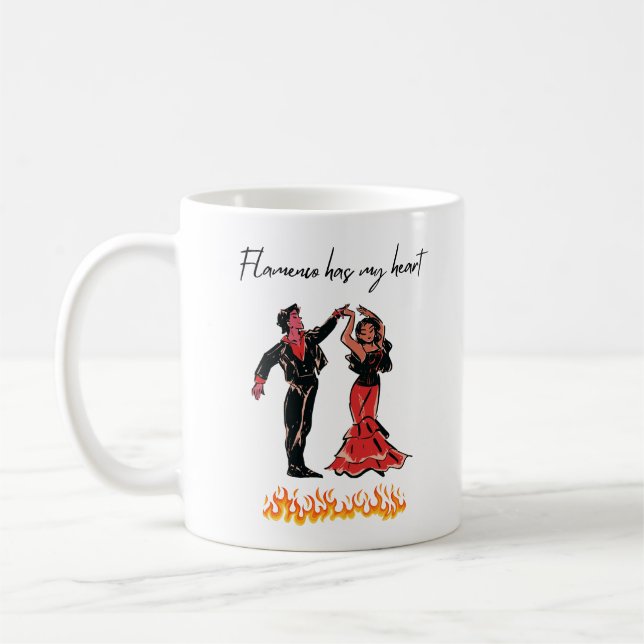 Caneca De Café Flamenco Tem Meu Coração (Esquerda)