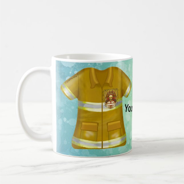 Caneca De Café Flames Shield Firefighter (Esquerda)